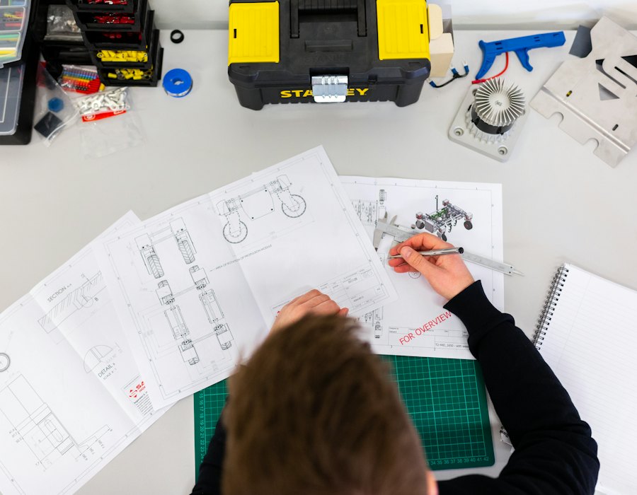 Electrical plans being reviewed on a table